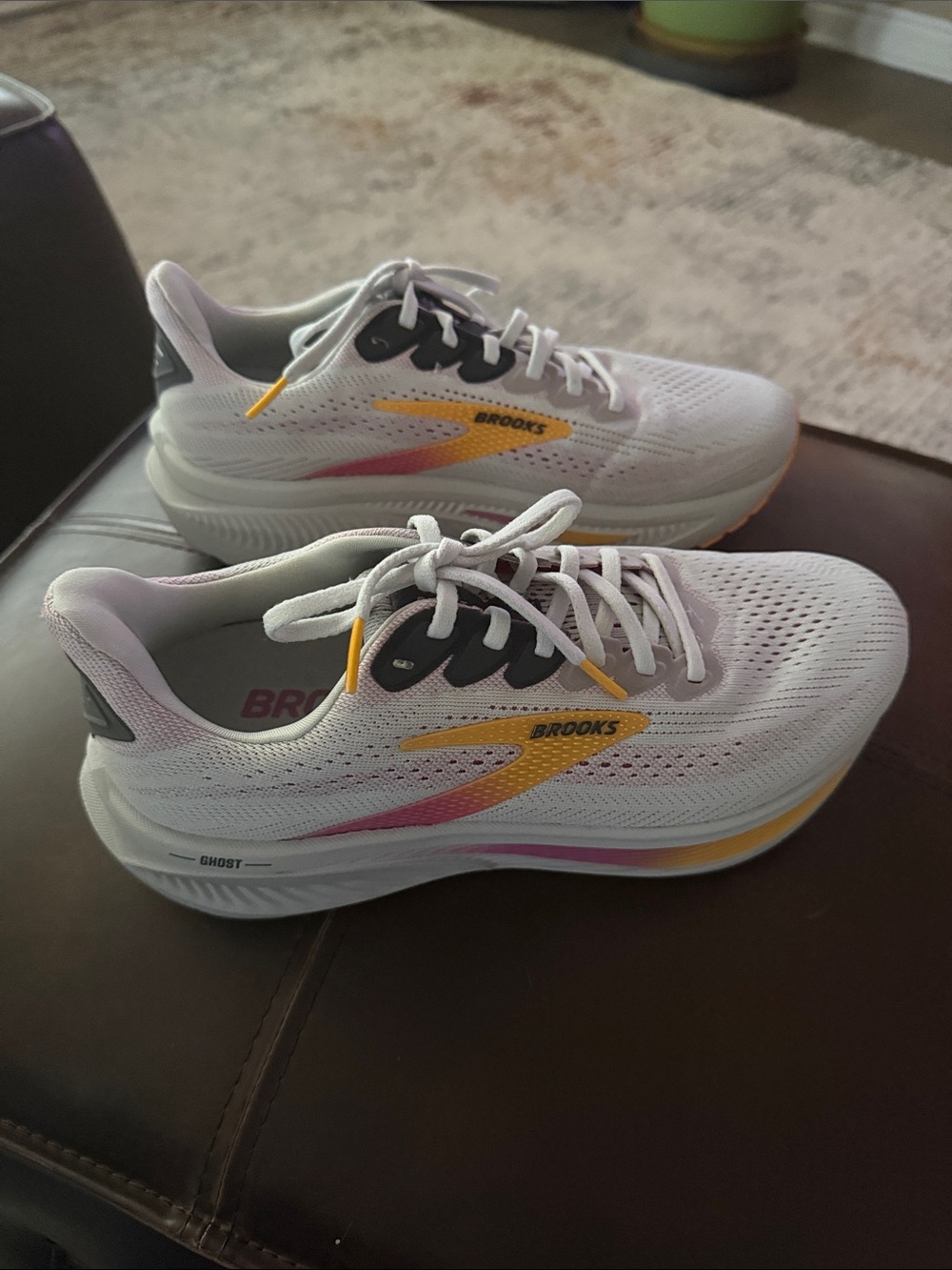 Brooks Ghost 17 Running Shoes with Yellow and Pink Accents